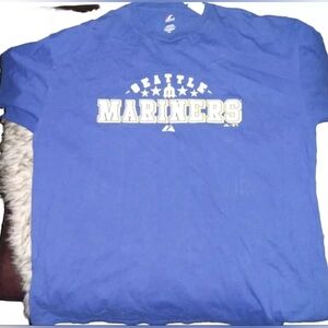 Classic Trident Logo double sided Seattle Mariners Tshirt 2xl blue
